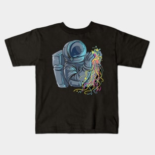 Astronaut with colorful Jellyfish Kids T-Shirt